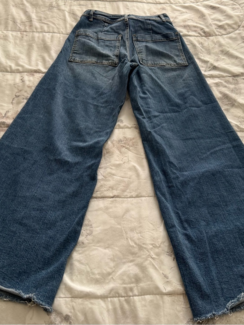 Zara The Marine Straight blue High-Rise Wide Leg raw hem  Jeans, size 4 western - Picture 11 of 12